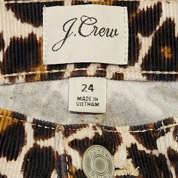 J. CREW 10" Toothpick Women's Skinny Jeans Corduroys Leopard Print - Sz 24 - NEW - Picture 5 of 6